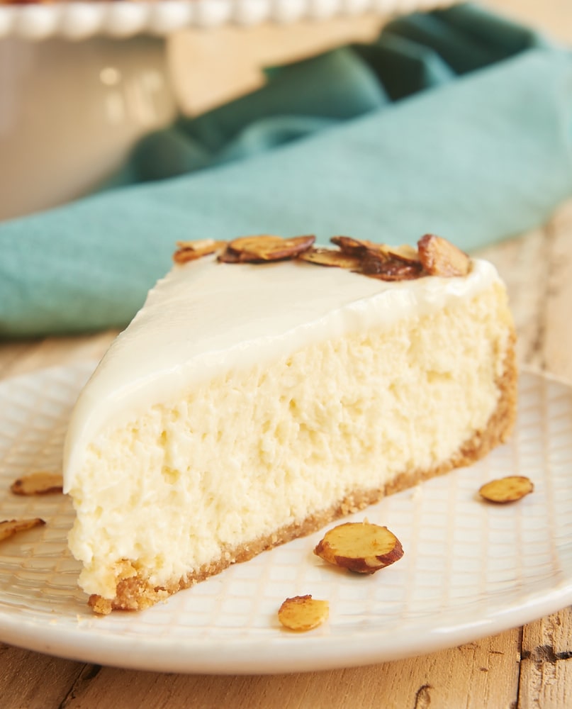 Amaretto Cheesecake is such a beautiful, delicious, impressive dessert. If you love almond desserts, you must try this one! - Bake or Break