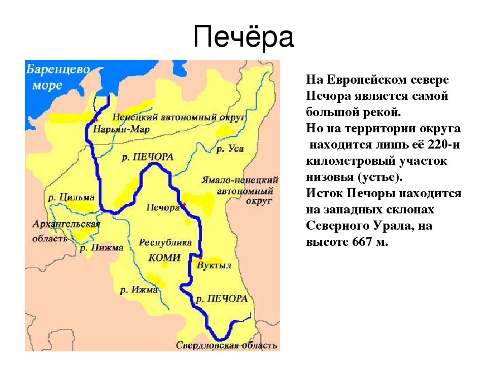 Карта рек республики коми подробная