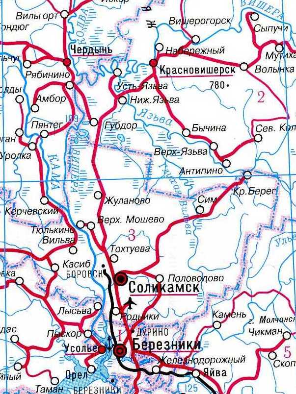 Карта пермского края с населенными пунктами и дорогами и реками и
