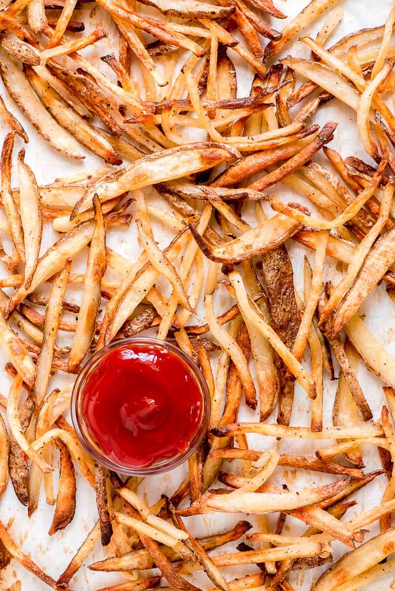 Baked French Fries with ketchup