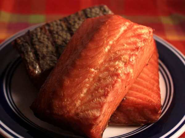 Lightly Smoked Atlantic Salmon Fillets On Plate