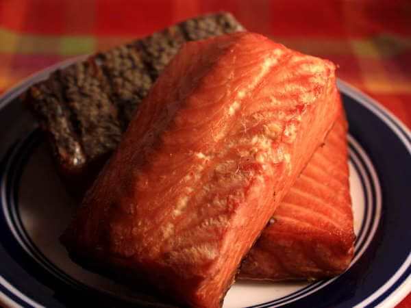 Hot Smoked Atlantic Salmon Fillets On a Ceramic Platter