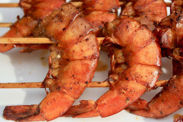 Smoked Shrimp On Skewers, Ready For Snackin